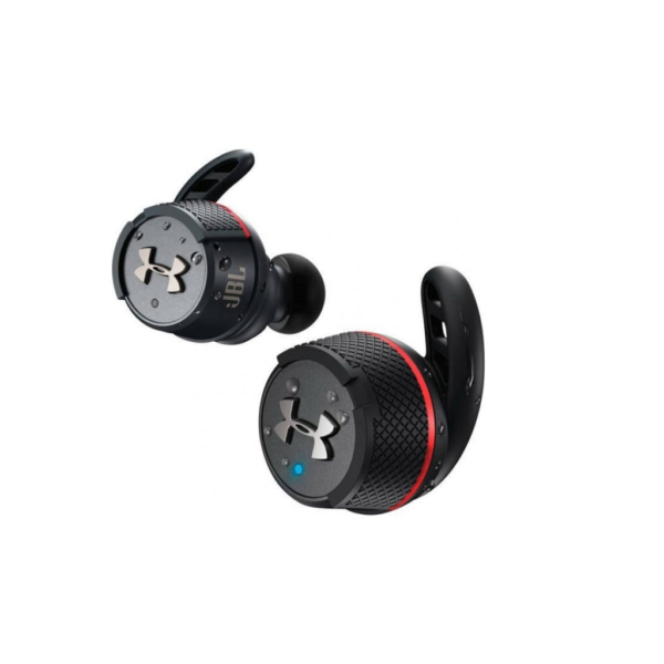 The JBL Under Armour True Wireless are sport headphones developed in collaboration with Under Armour. They feature a durable, waterproof design, a secure fit, and special functions like "Bionic Hearing" for safe workouts.